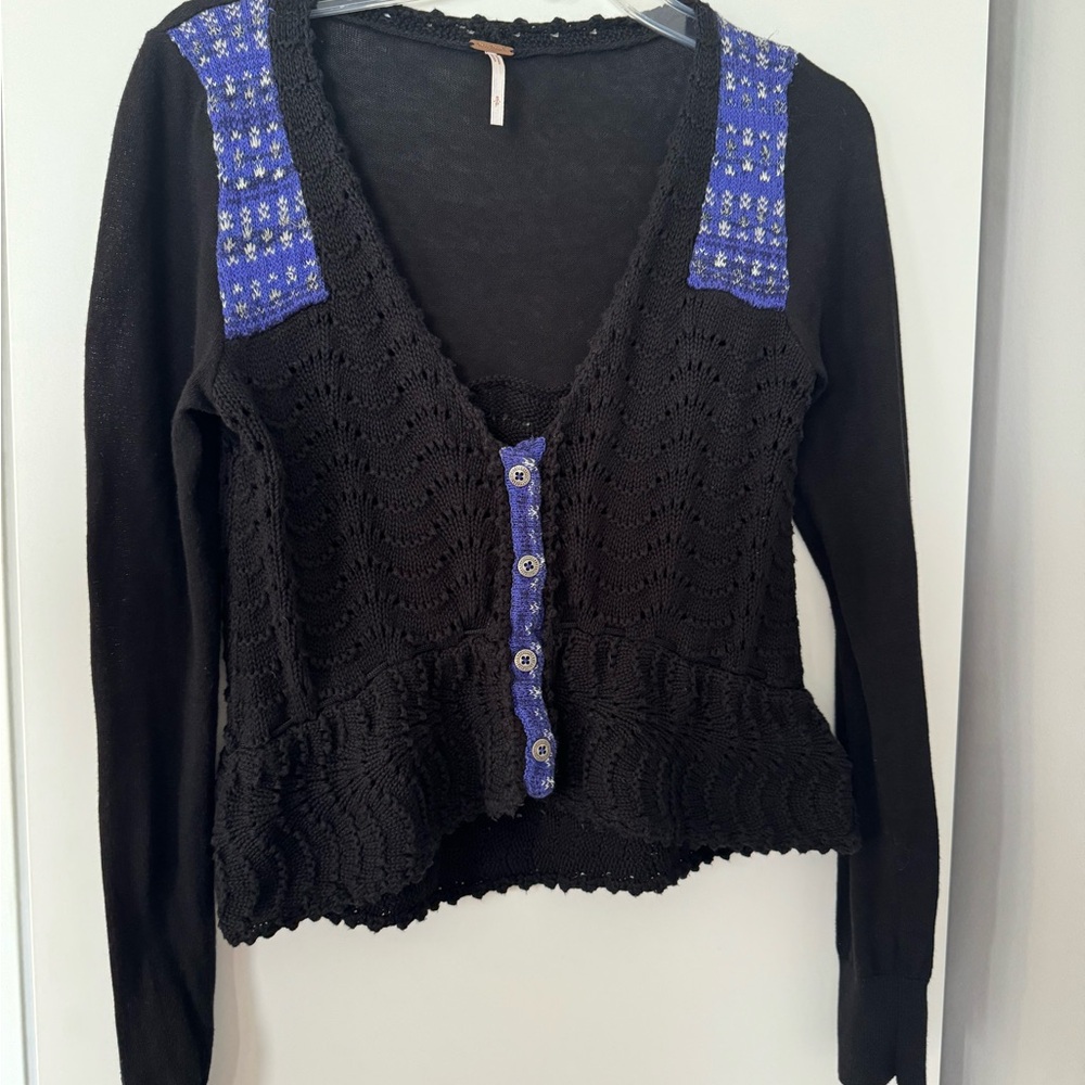 Free People Black Knit Cardigan